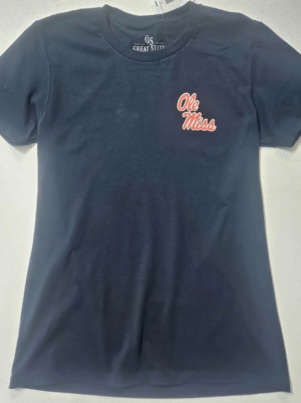 NWT Great‎ State Ole Miss Rebels Youth T-shirt Black Red Spellout Logo NCAA Tee